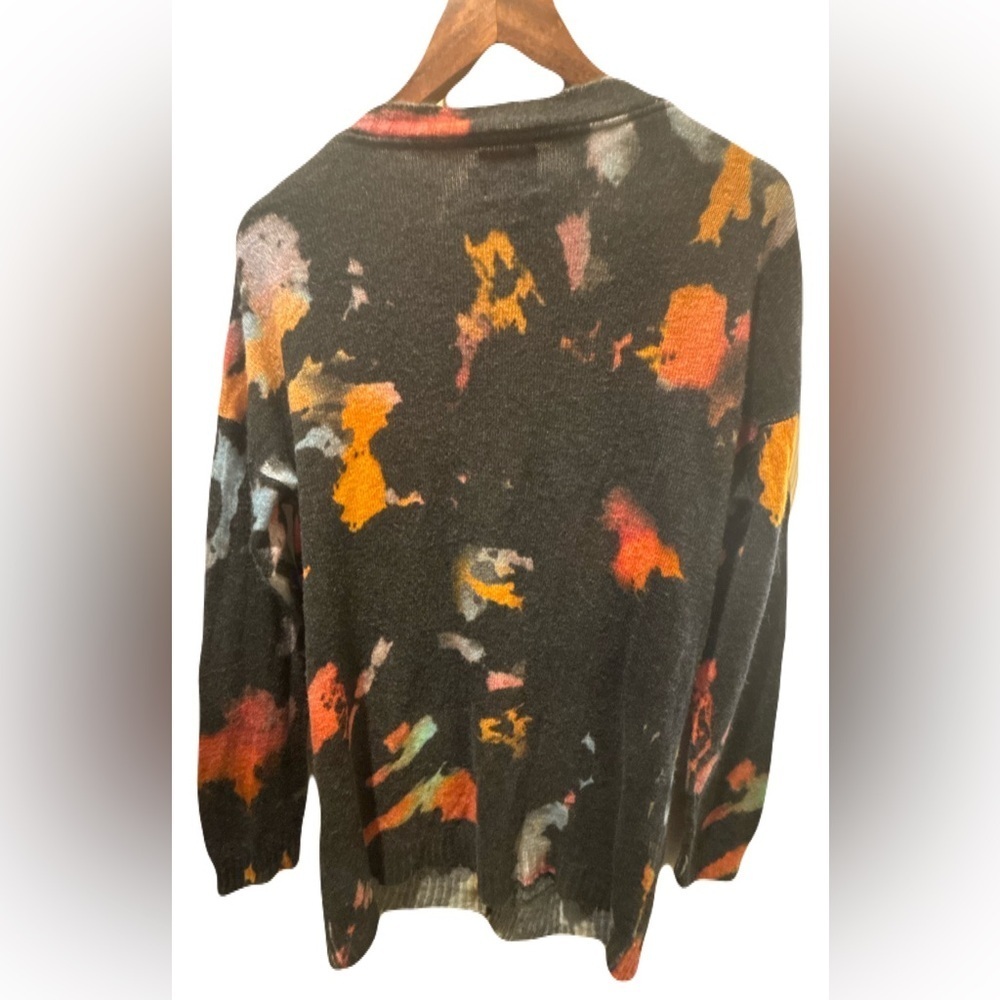 Brodie 100% Cashmere Paint Splatter Cardigan Abstract Print spring light layer - Picture 5 of 8